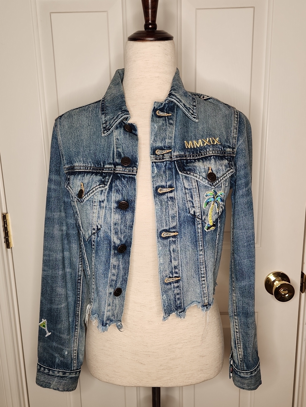 Gorgeous Things Distressed Blue Denim Jacket - See measurements